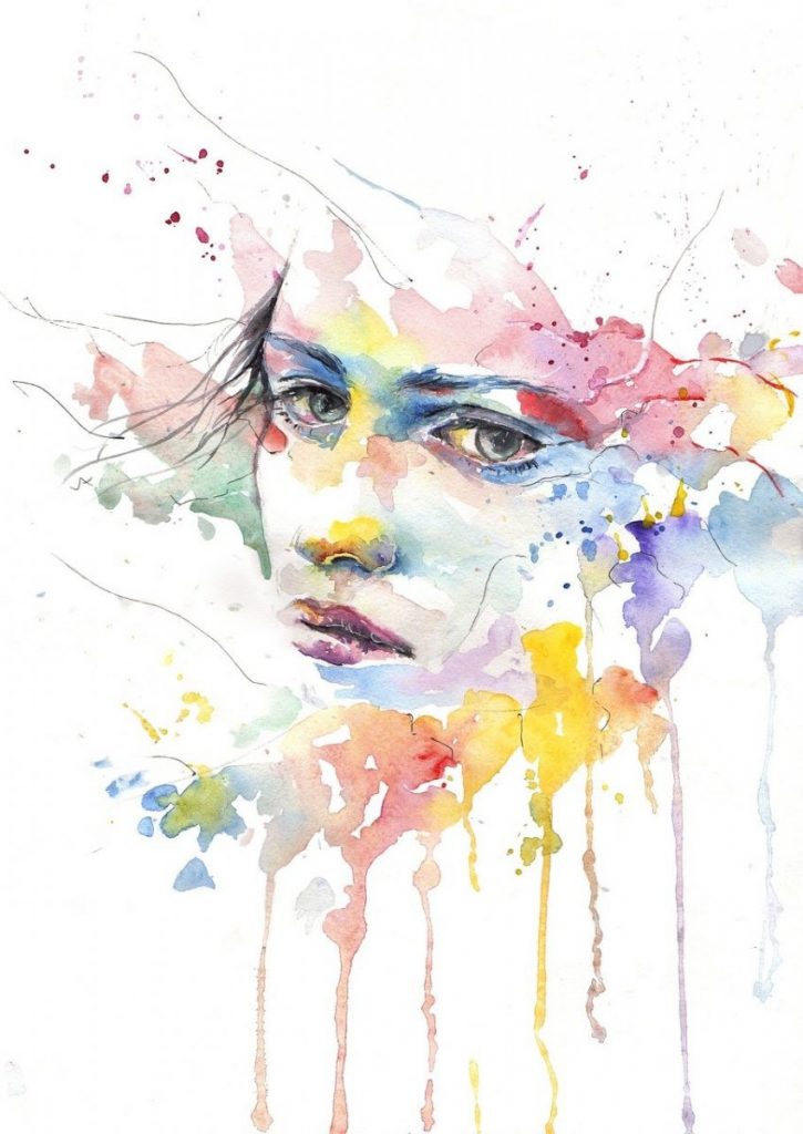 A watercolor portrait of a woman in quiet contemplation, illustrating the emotional depth explored in naming and understanding your feelings