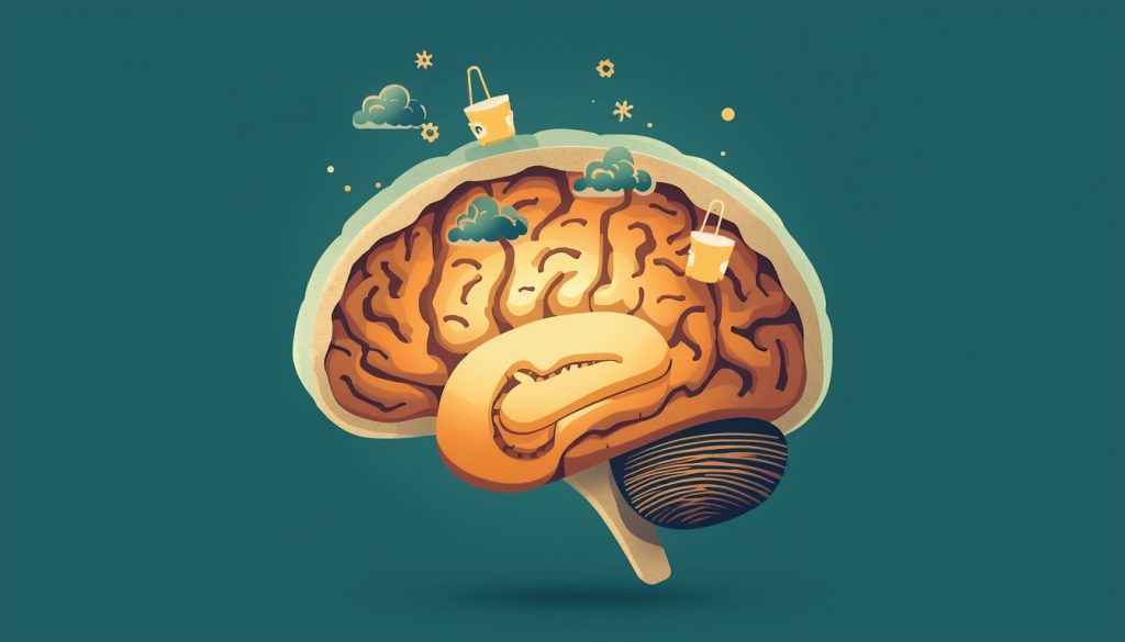 A 2D illustration of the brain's glymphatic system sweeping away toxins during sleep — showing how deep sleep restores mental clarity