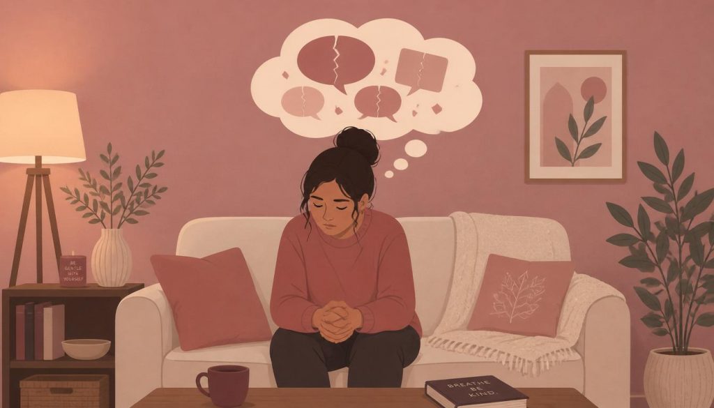 2D illustration of a person struggling to find words, representing the emotional weight of avoiding how to start difficult conversations